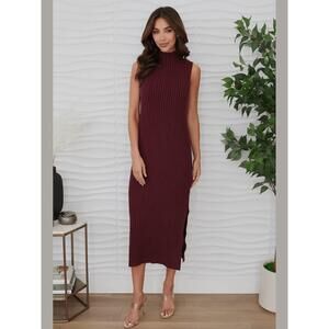 NEW MILIO MILANO rib knit midi dress in wine